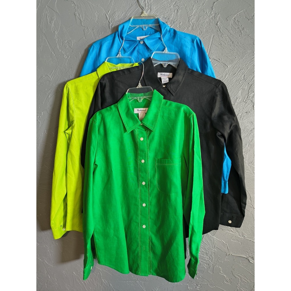 Lot Of 4 Westbound Shirt Women Button Up Collared Long Sleeve Pockets Size Small